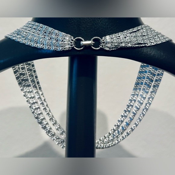 Vintage Sarah Coventry Silver Tone Multi Strand Snail Chain Necklace - Picture 2 of 2